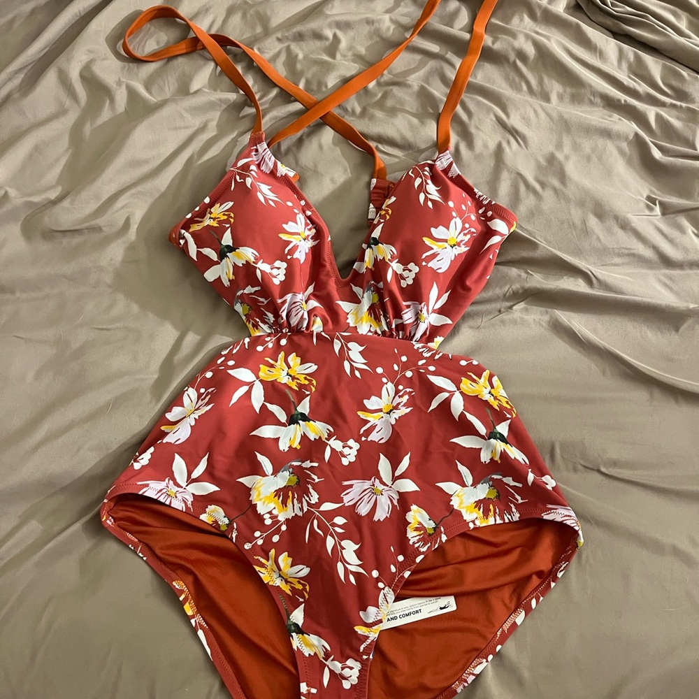 Cupshe Red and Yellow Floral Swimsuit